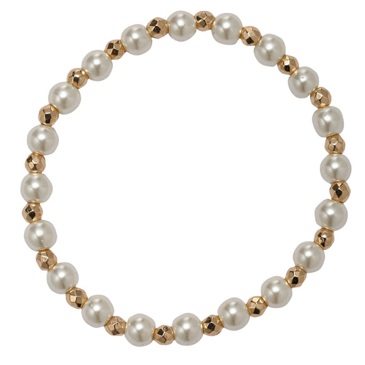 Pearl, Gold Beaded Bracelet