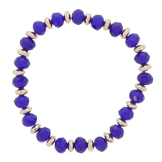 Royal Blue, Gold Faceted Beaded Bracelet