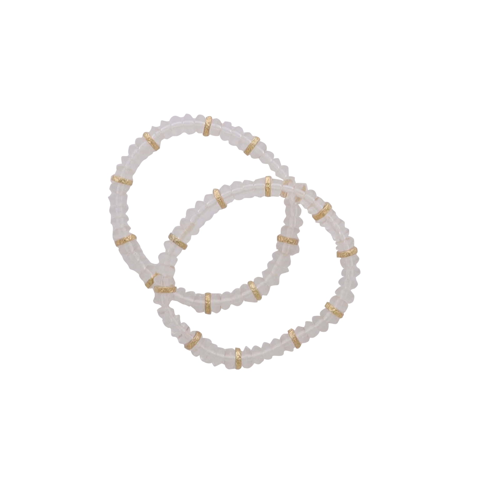 Set of 2, Clear, Gold Beaded Stretch Bracelets