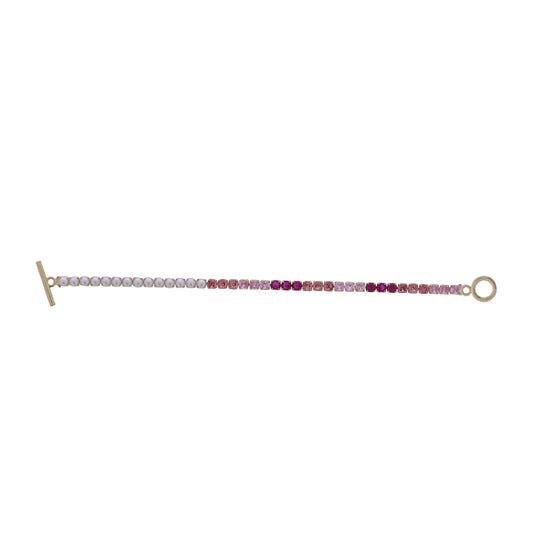 Hot Pink, Light Pink, Pearl Crystal Chain Bracelet