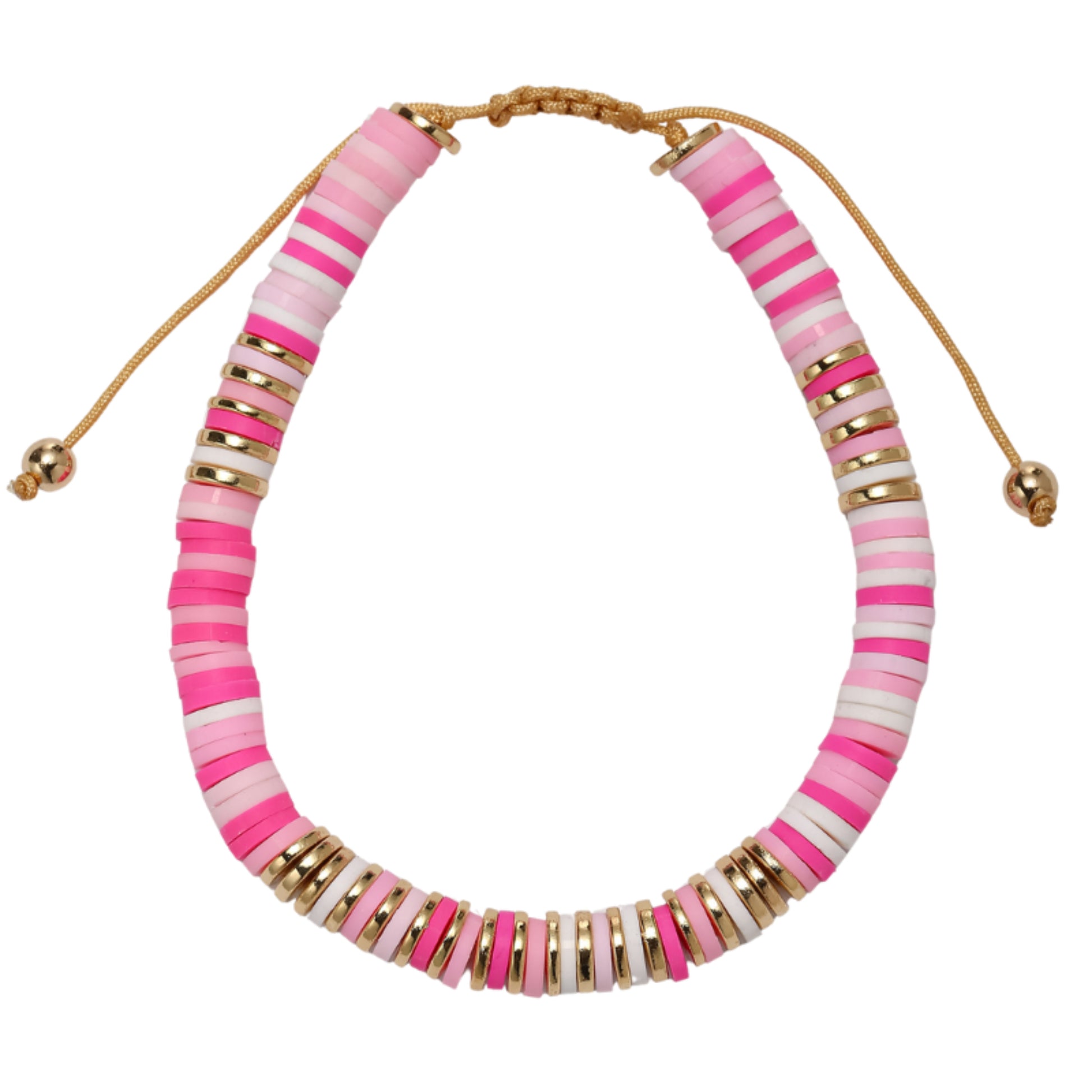 Multi Pinks Rubber Beaded Bracelet with Spacers