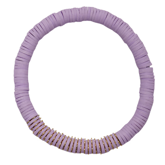 Kids Lavender Rubber Disk Beaded Bracelet with Gold Spacers