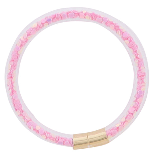 Kids Light Pink Confetti Tube Large Circles Bracelet