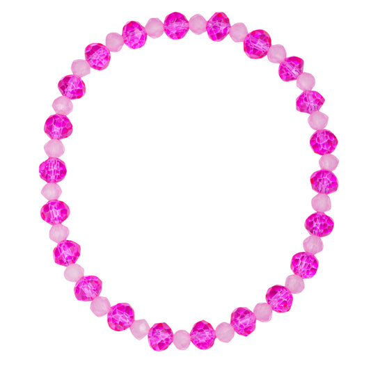 Pink Alternating Faceted Beaded Stretch Bracelet