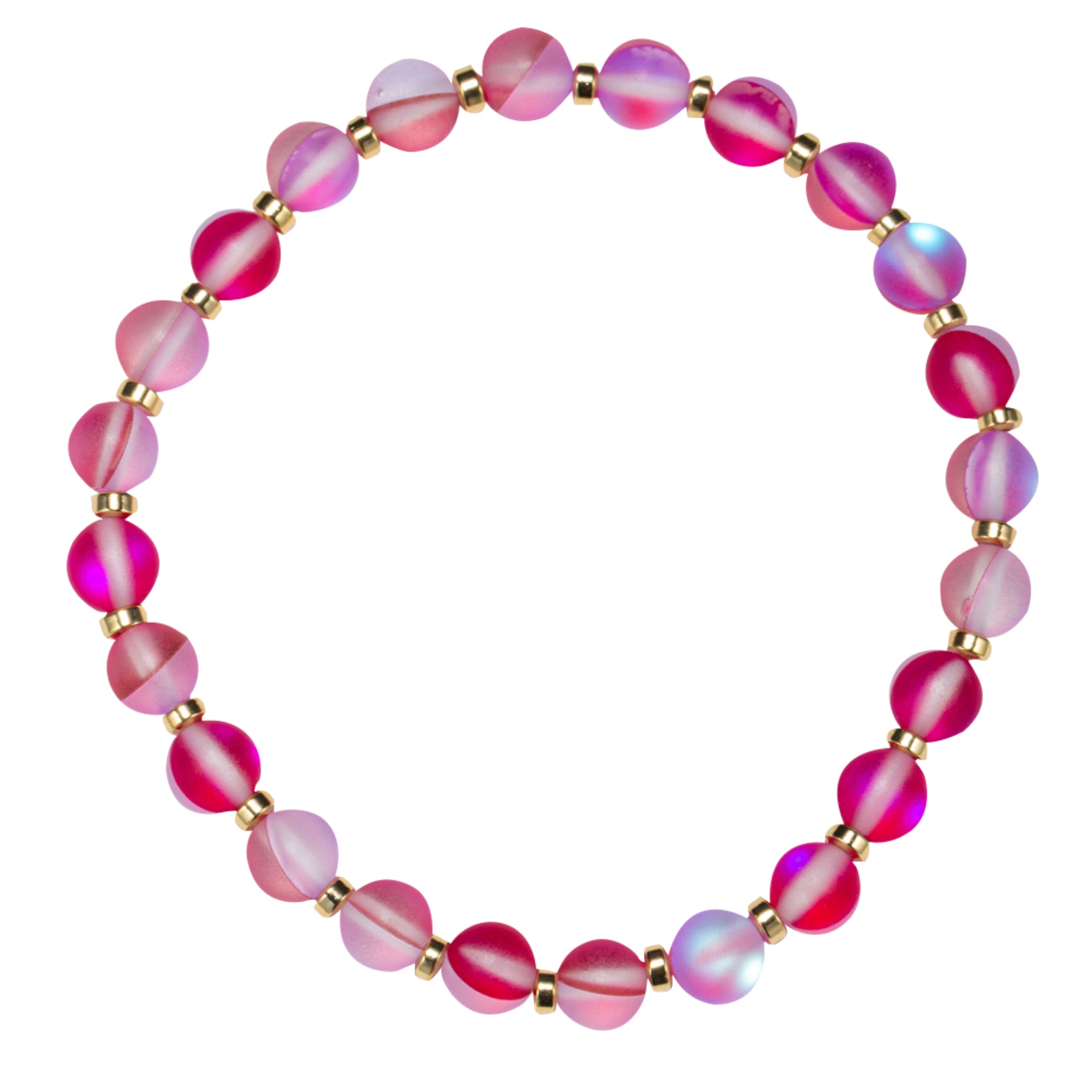 Yellow, Pink, Tq Faceted Beaded Stretch Bracelet