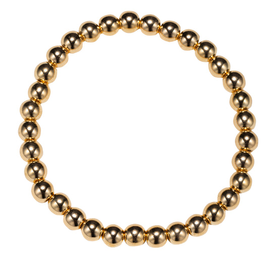 Gold Round Beaded Stretch Bracelet