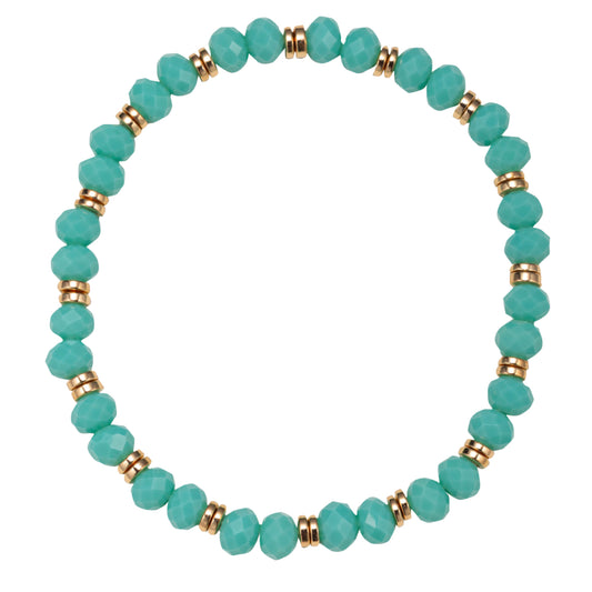 Mint Faceted Beaded Stretch Bracelet