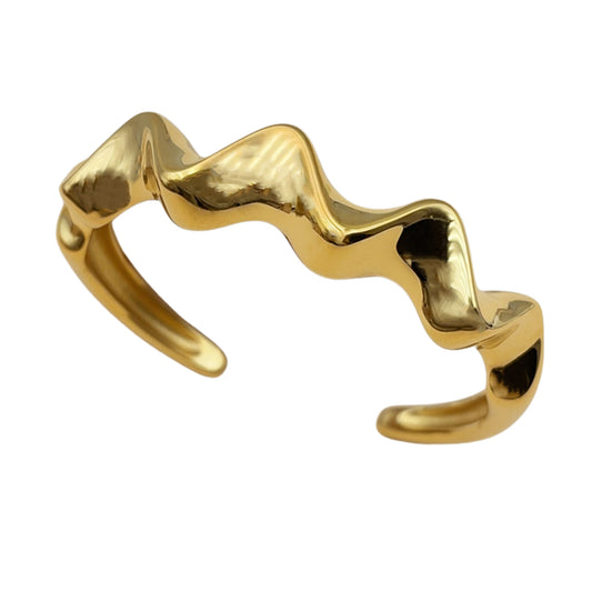18K Gold Plated Wavy Lines Cuff Bracelet