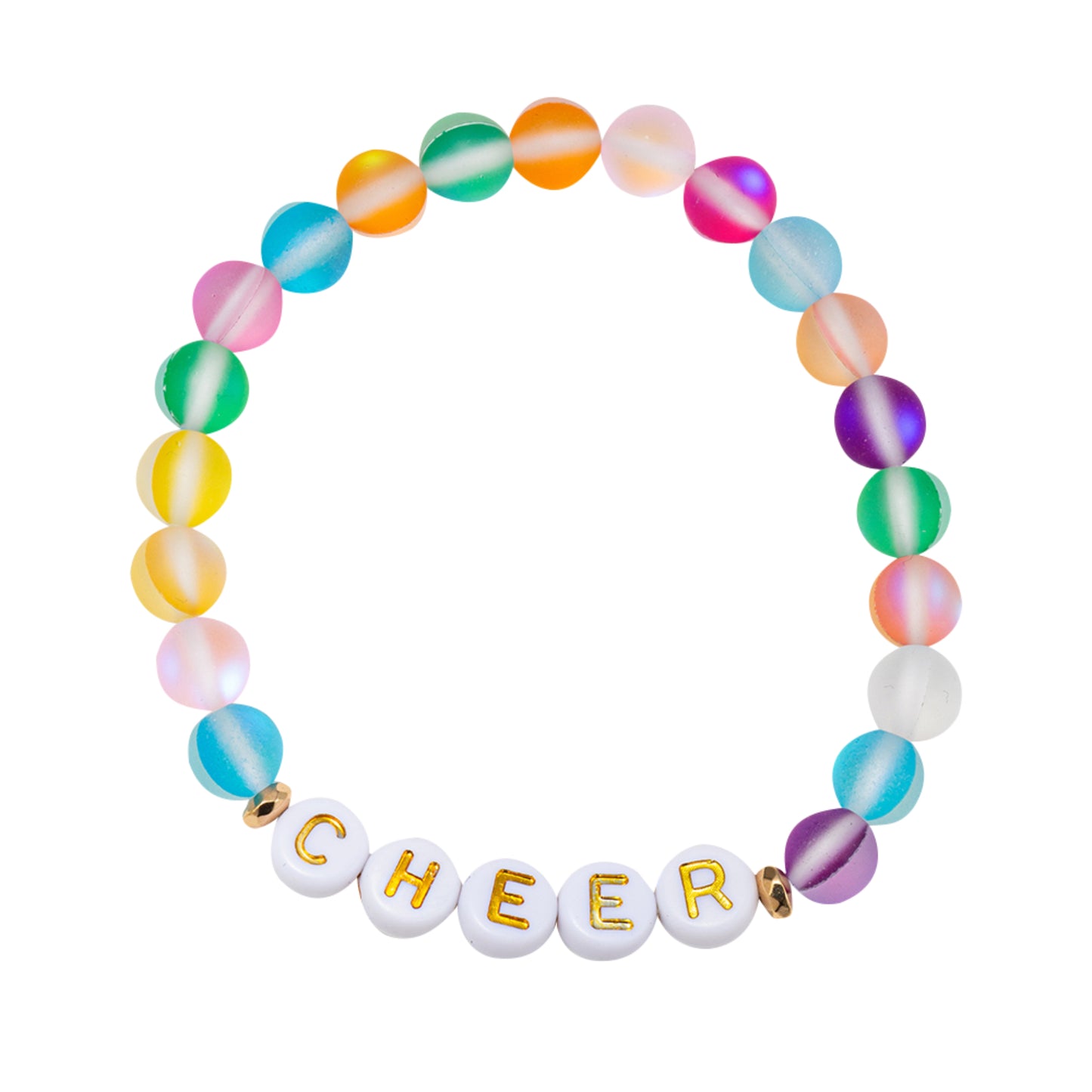 Kids Multi Beaded Stretch Bracelet with "Cheer"