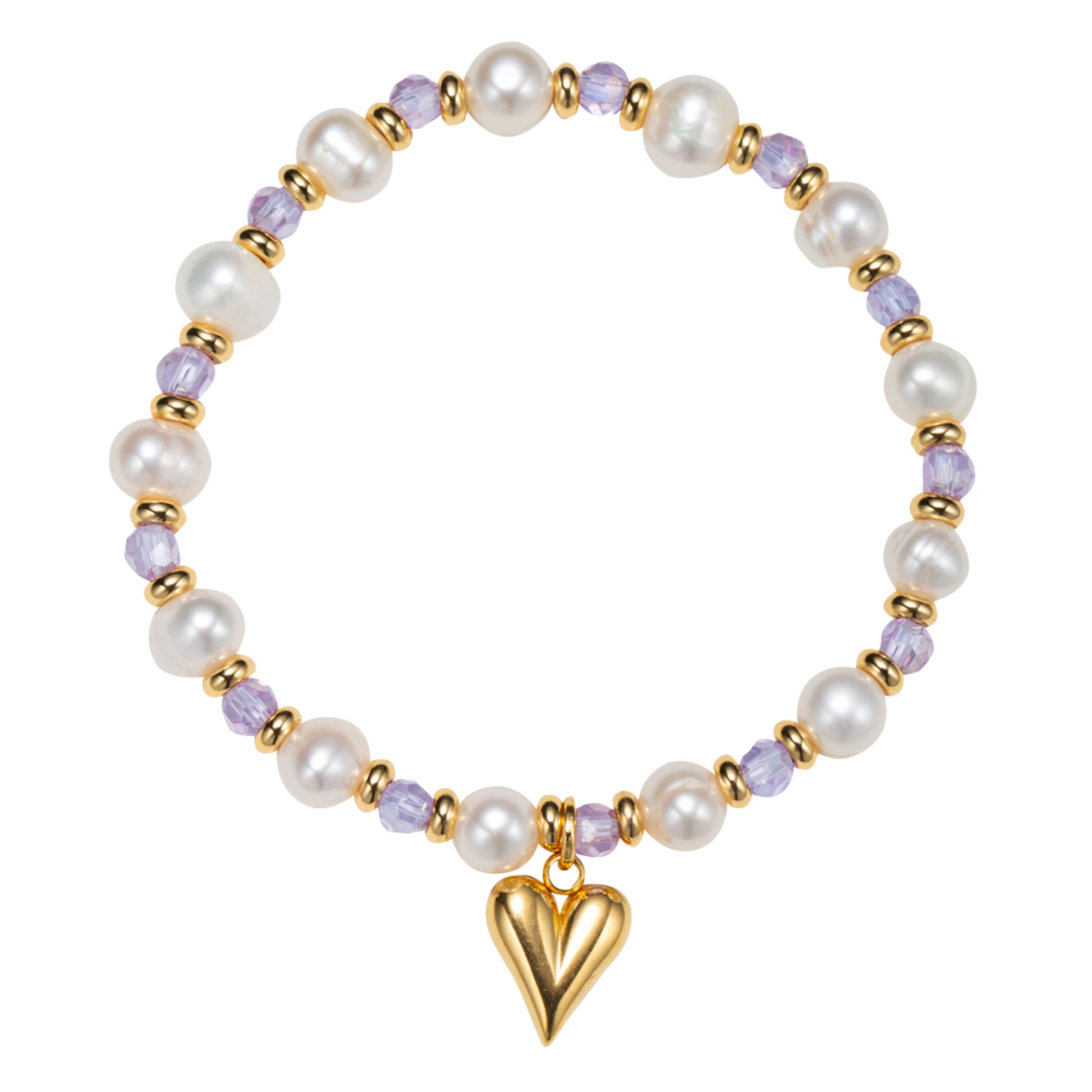 Kids 18K Gold Plated June Moonstone Beaded Stretch Bracelet