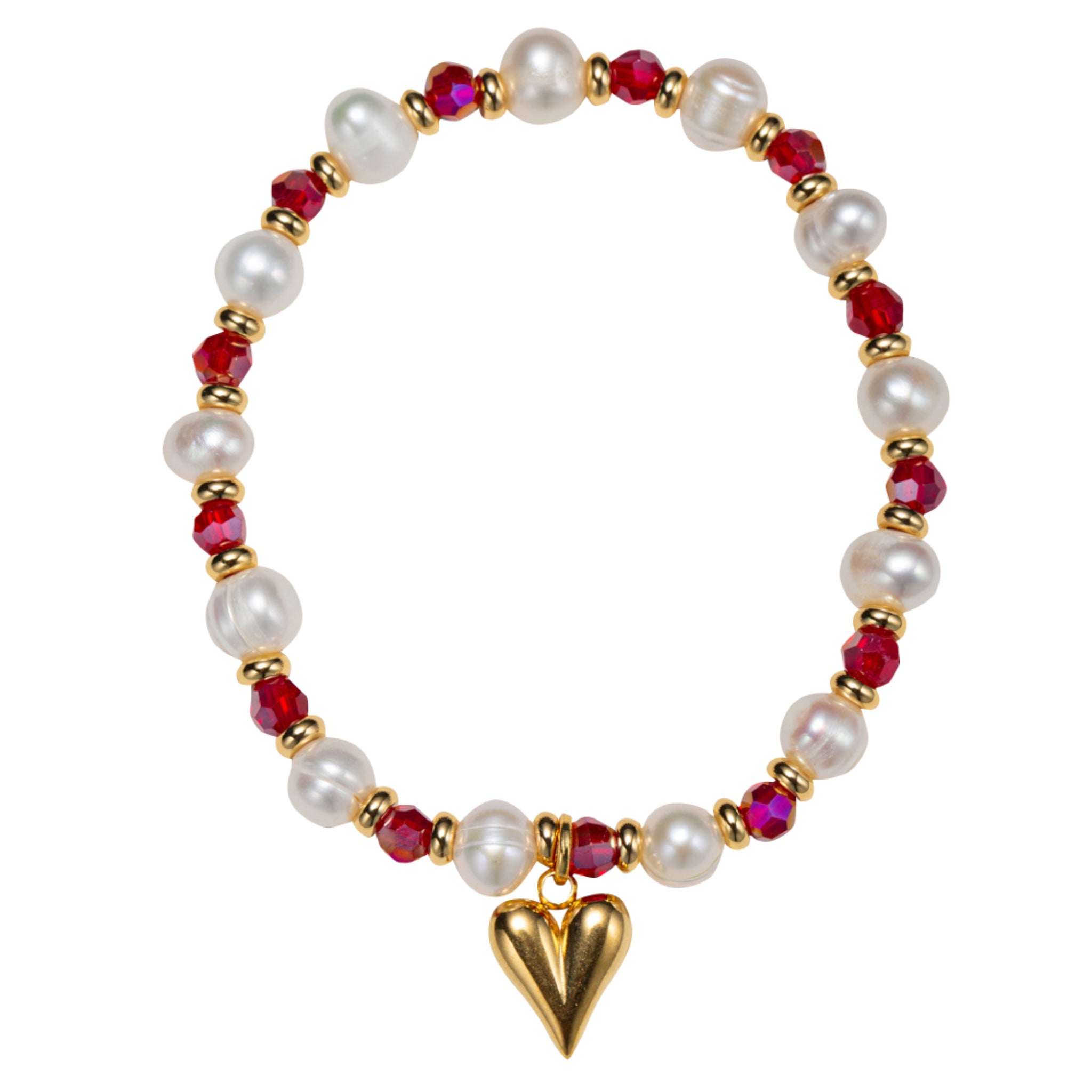 Kids 18K Gold Plated July Ruby Beaded Stretch Bracelet