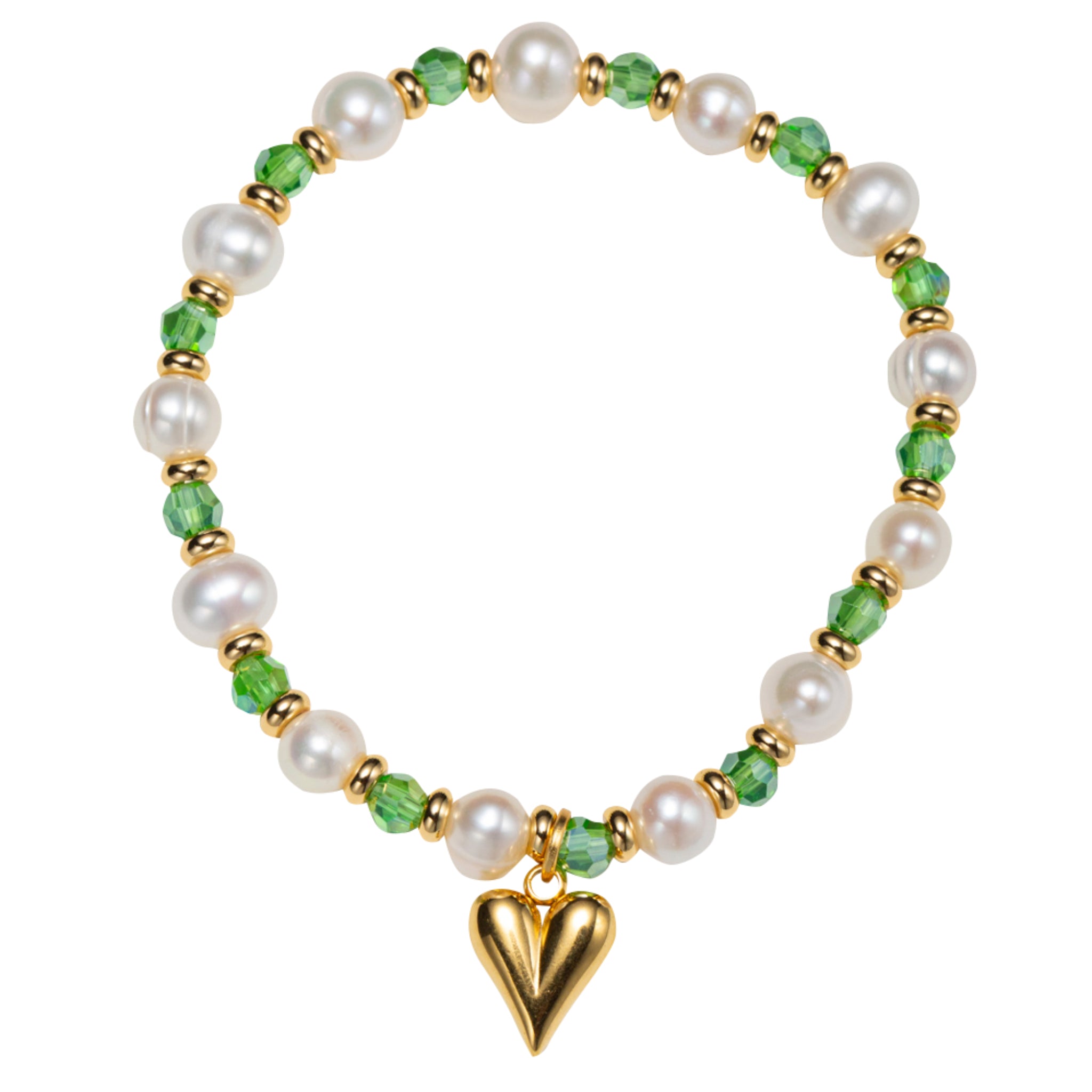 Kids 18K Gold Plated August Peridot Beaded Stretch Bracelet