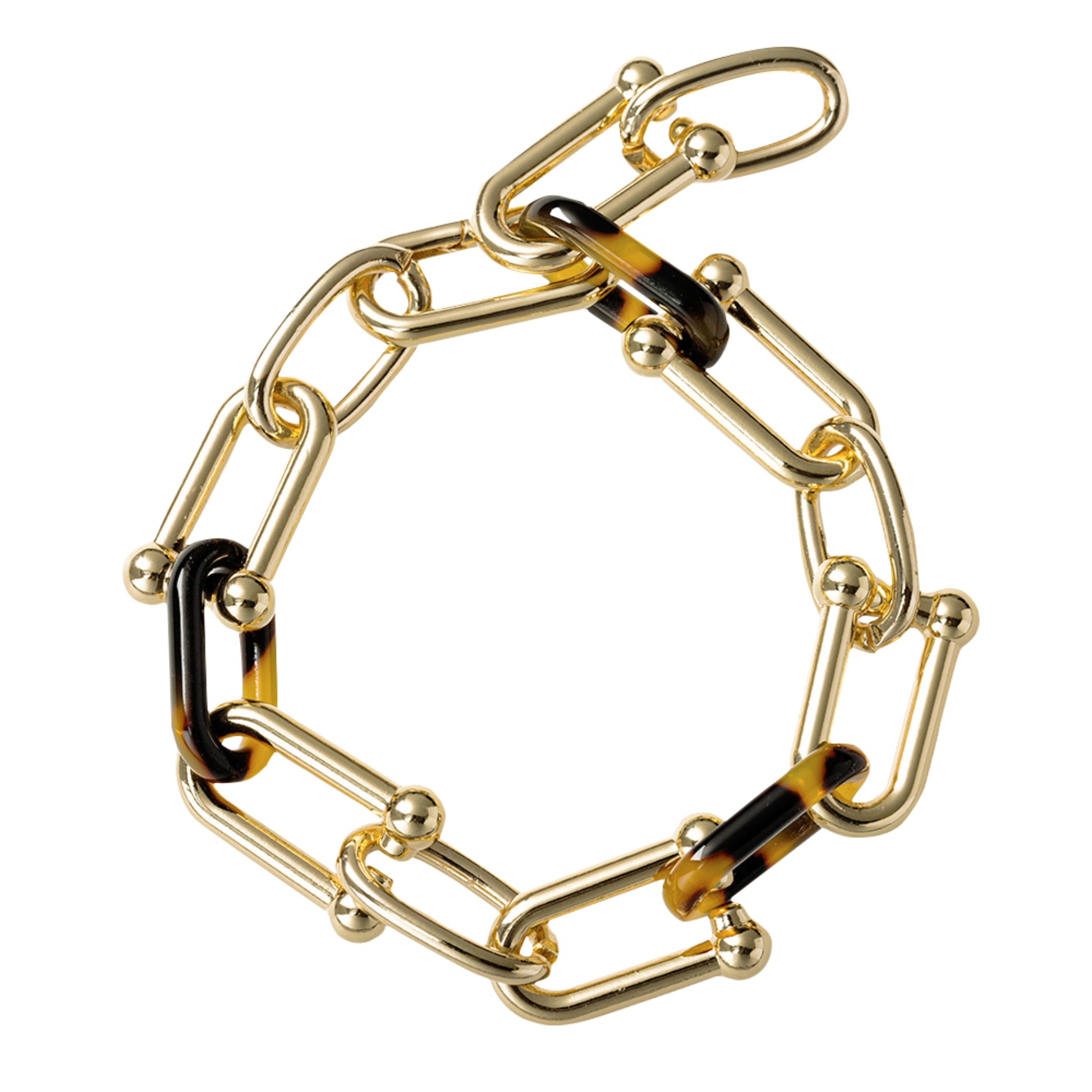Tortoise, Gold Link Link Clasp Bracelet