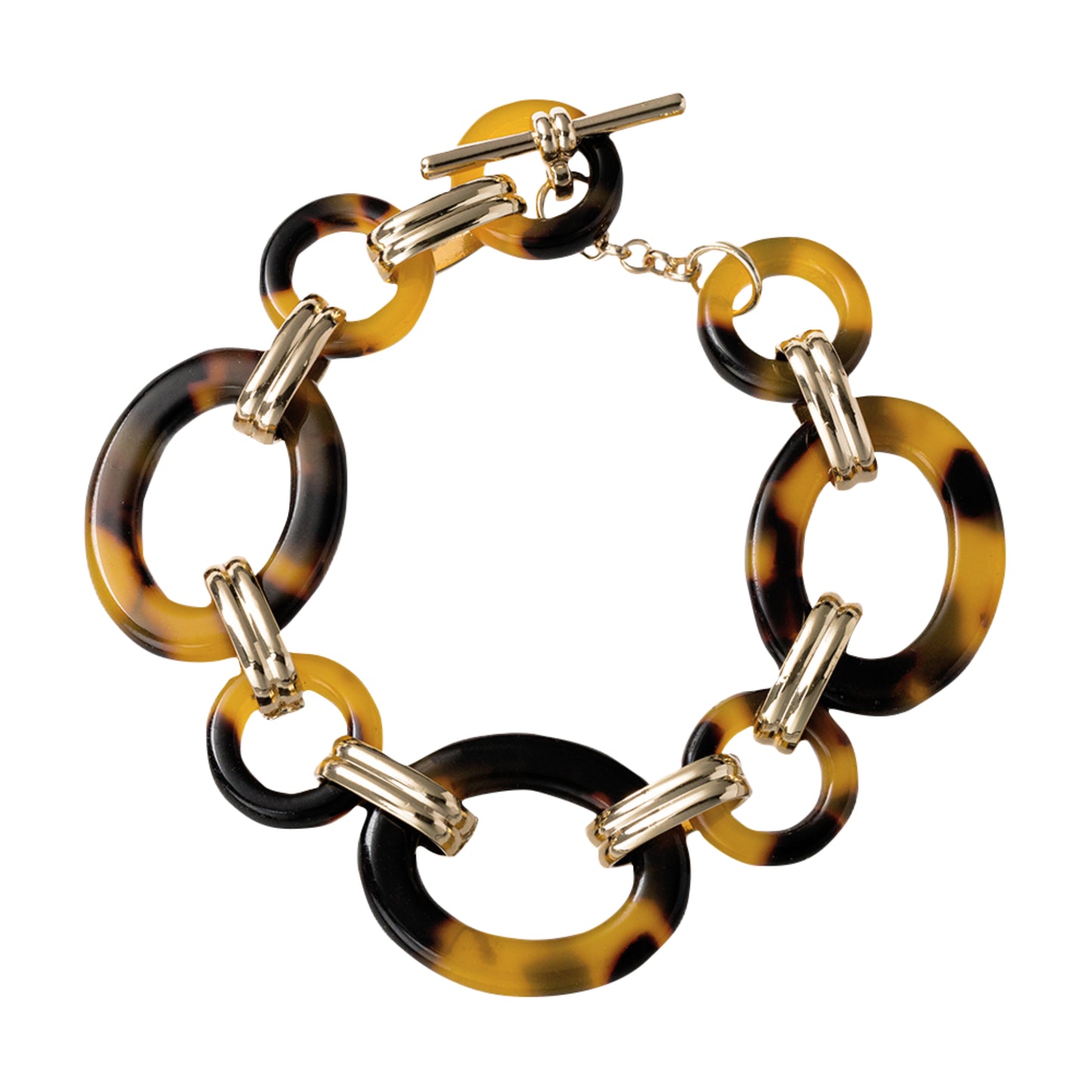 Tortoise Oval, Circle Link Toggle Bracelet