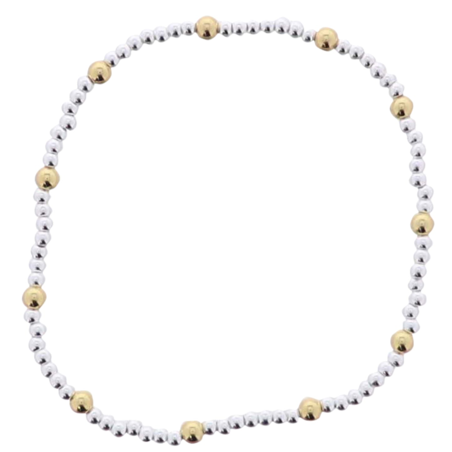 18K Gold Plated Silver, Gold Beaded Stretch Bracelet