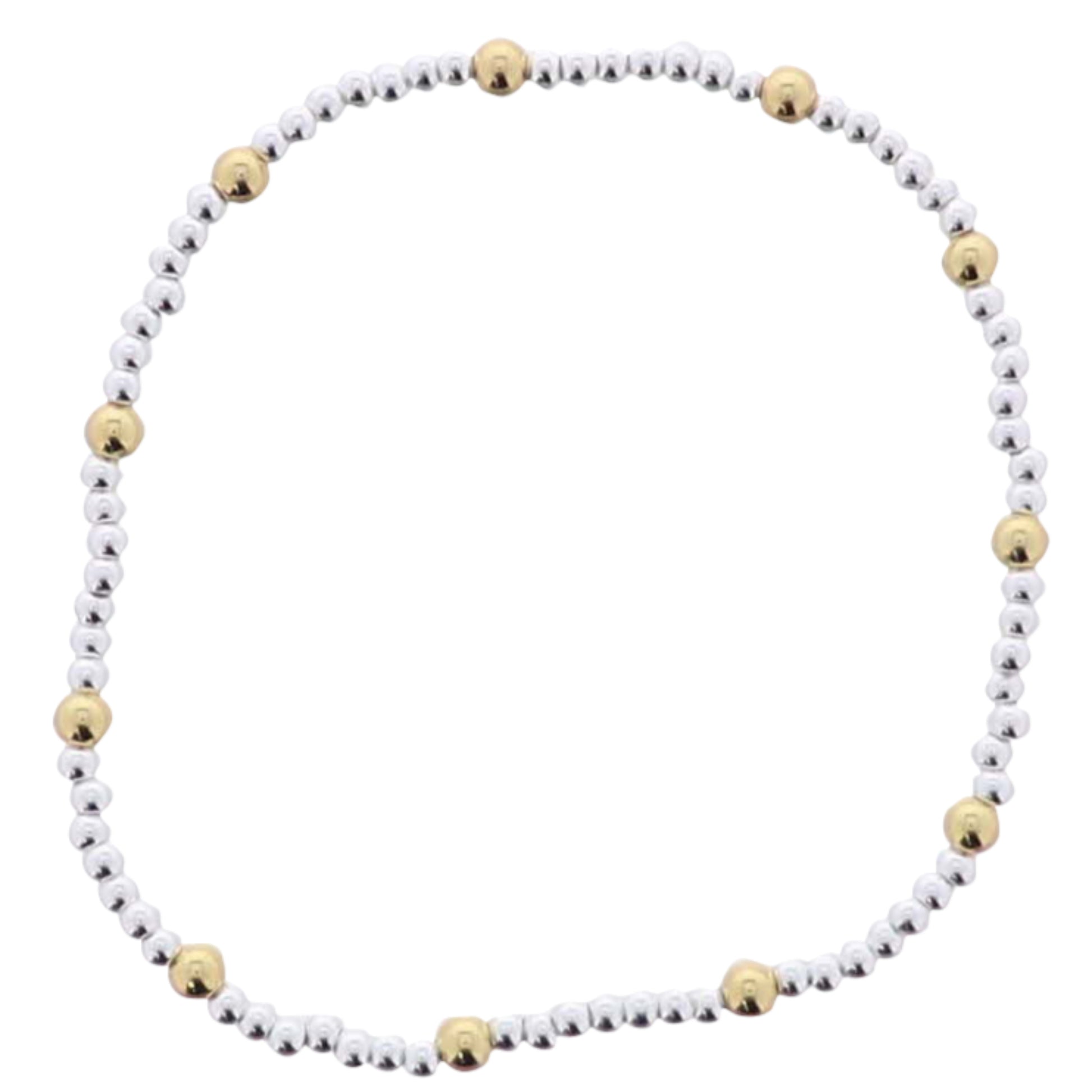18K Gold Plated Silver, Gold Beaded Stretch Bracelet