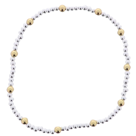 18K Gold Plated Silver, Gold Beaded Stretch Bracelet