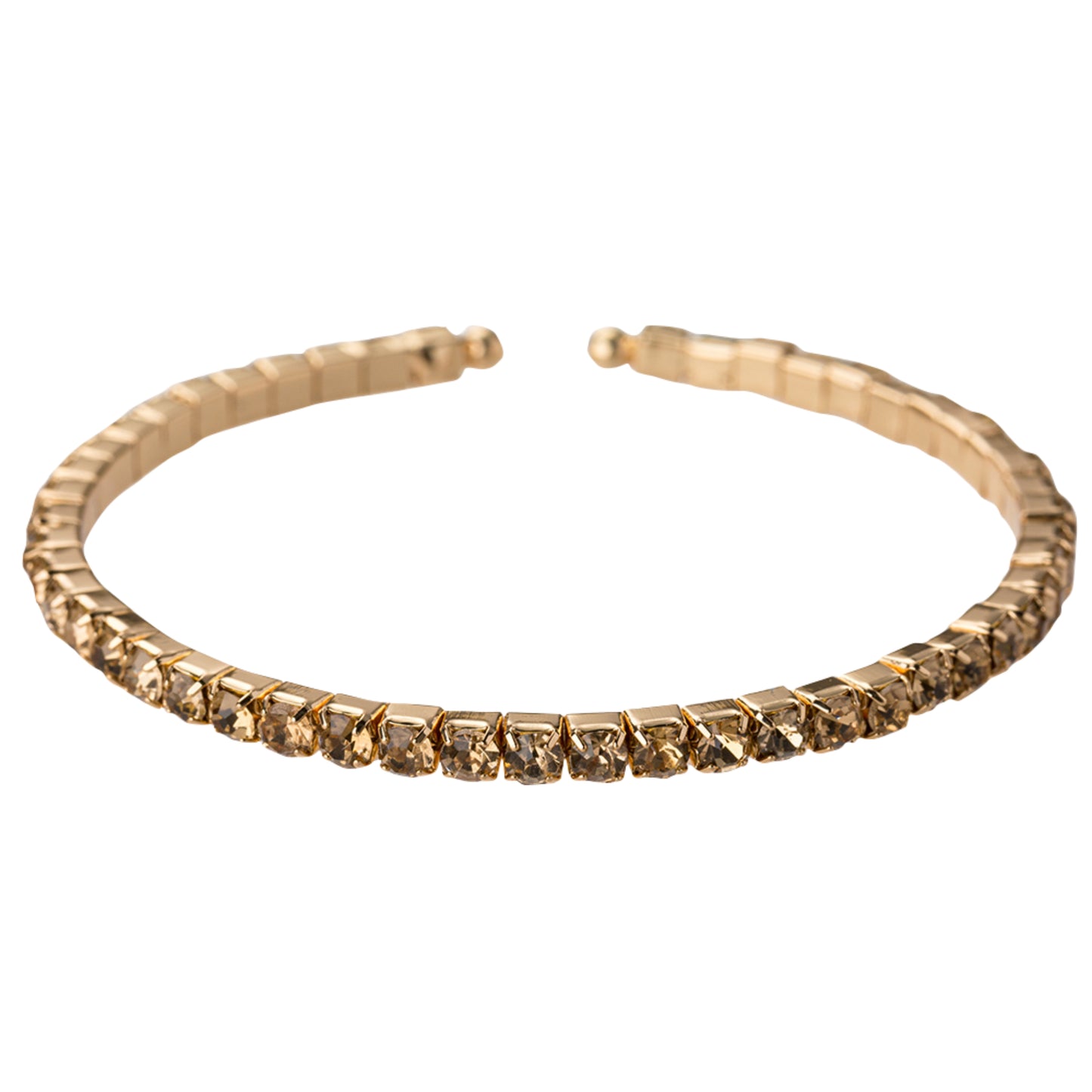 Gold, Champagne Crystal Stretch Cuff Bracelet