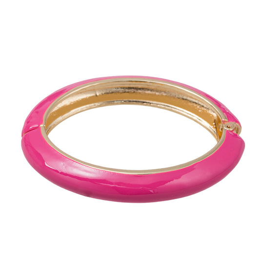 Pink Enamel Hinge Bangle Bracelet
