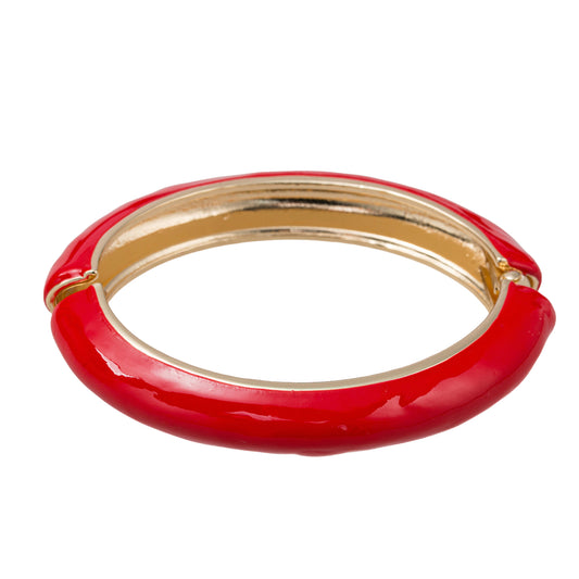Red Enamel Hinge Bangle Bracelet