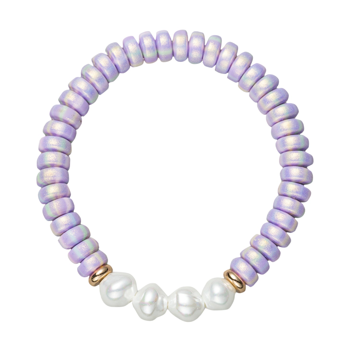 Kids Lavender Beaded Stretch Bracelet with 4 Pearls