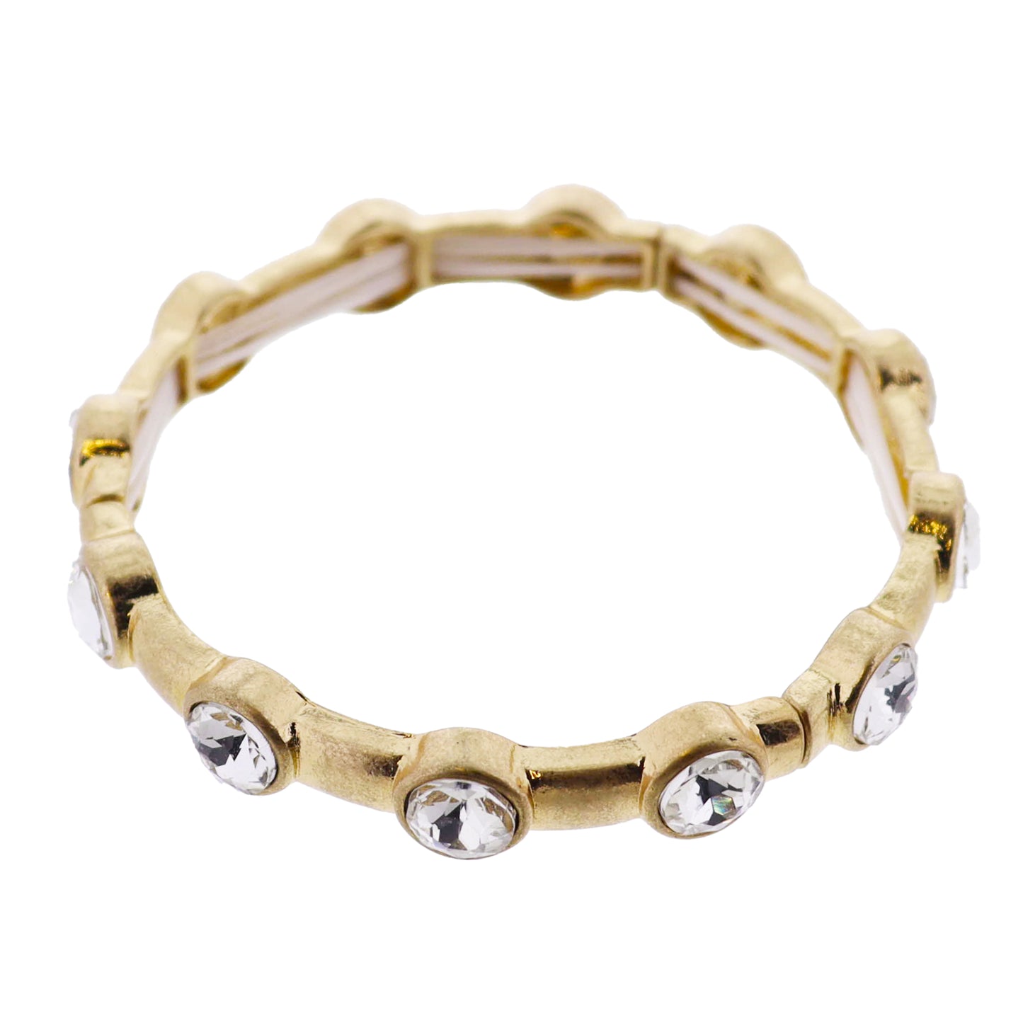 Gold Large Crystal Artisan Stretch Bangle Bracelet