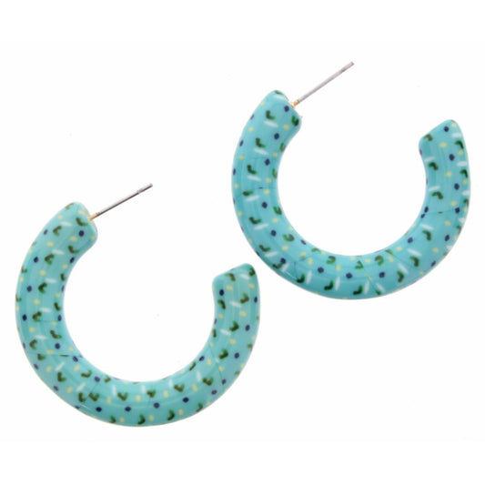 Mint Dotted Design Tubular Hoop Earring