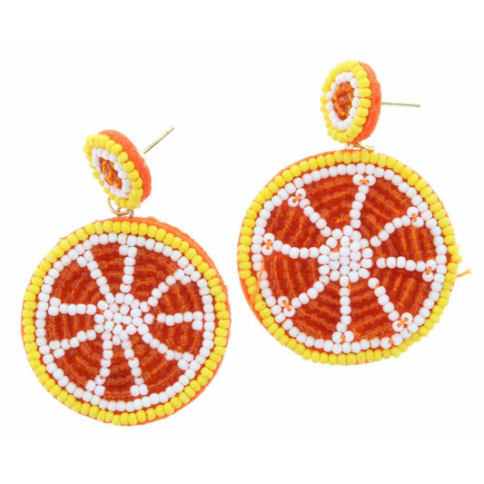 Beaded Orange Slice Earring