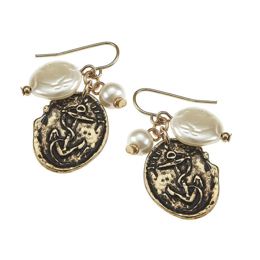 Anchor and Ivory Pearl Cluster Earring