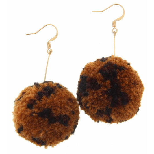 Leopard Pom Drop Earring