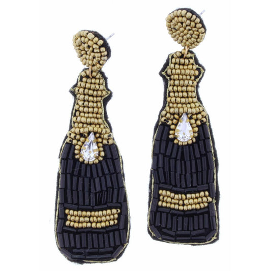 Gold Beaded Post with Champagne Bottle Earring