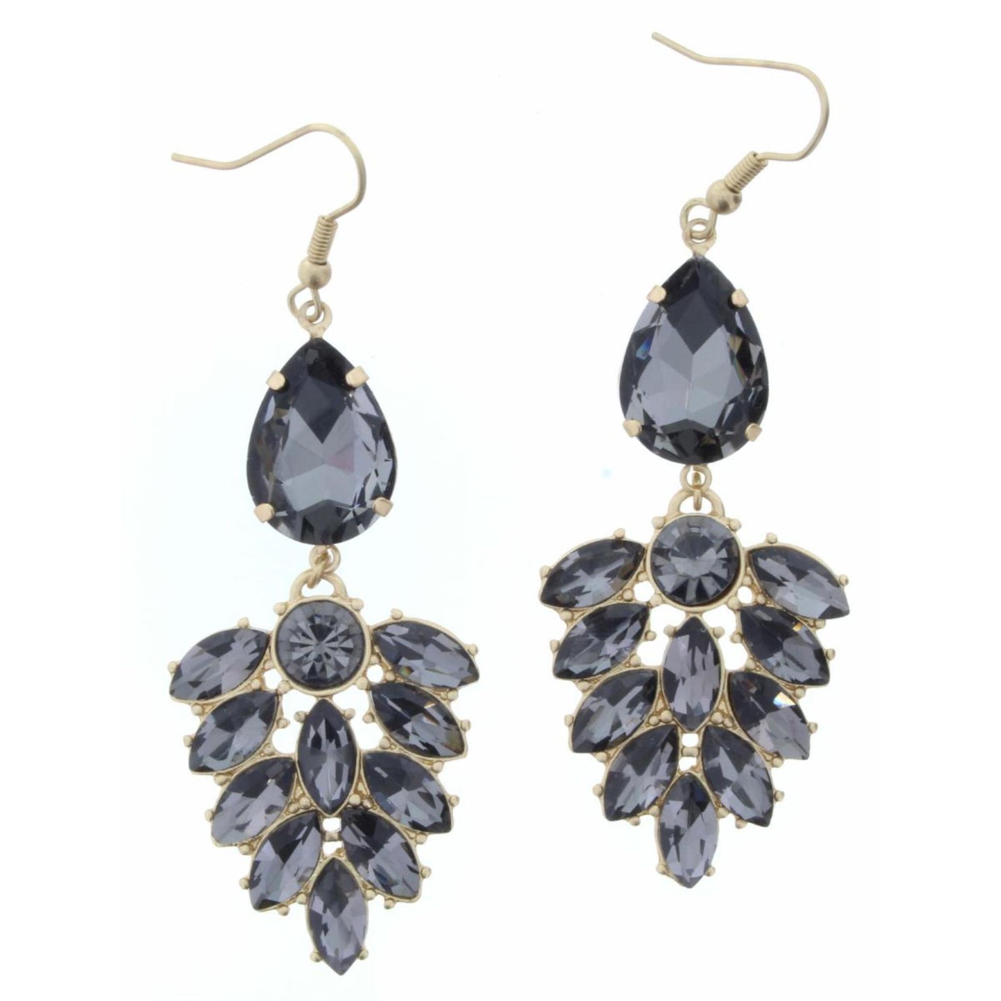 Black Diamond Crystal Teardrop with Multi Teardrop Shape Earring