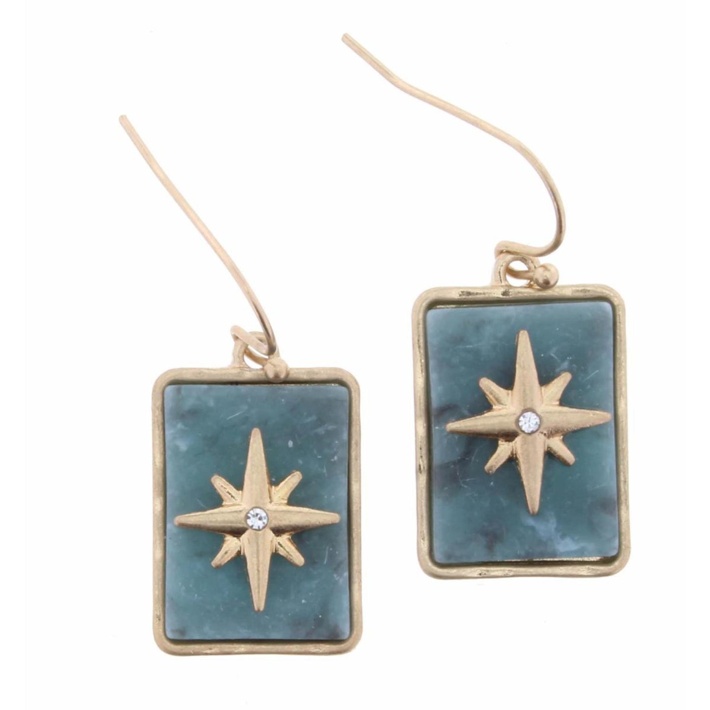 Rectangle Amazonite Stone with Gold Starburst Earring