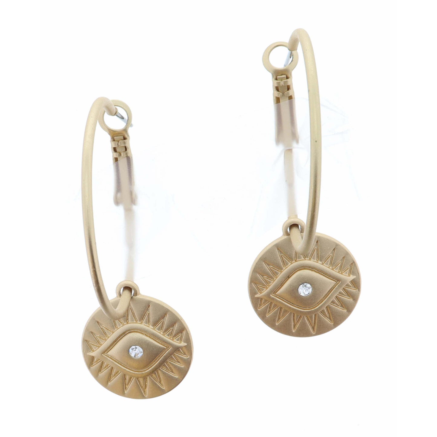 Gold Hoop with Eye Disk Earring