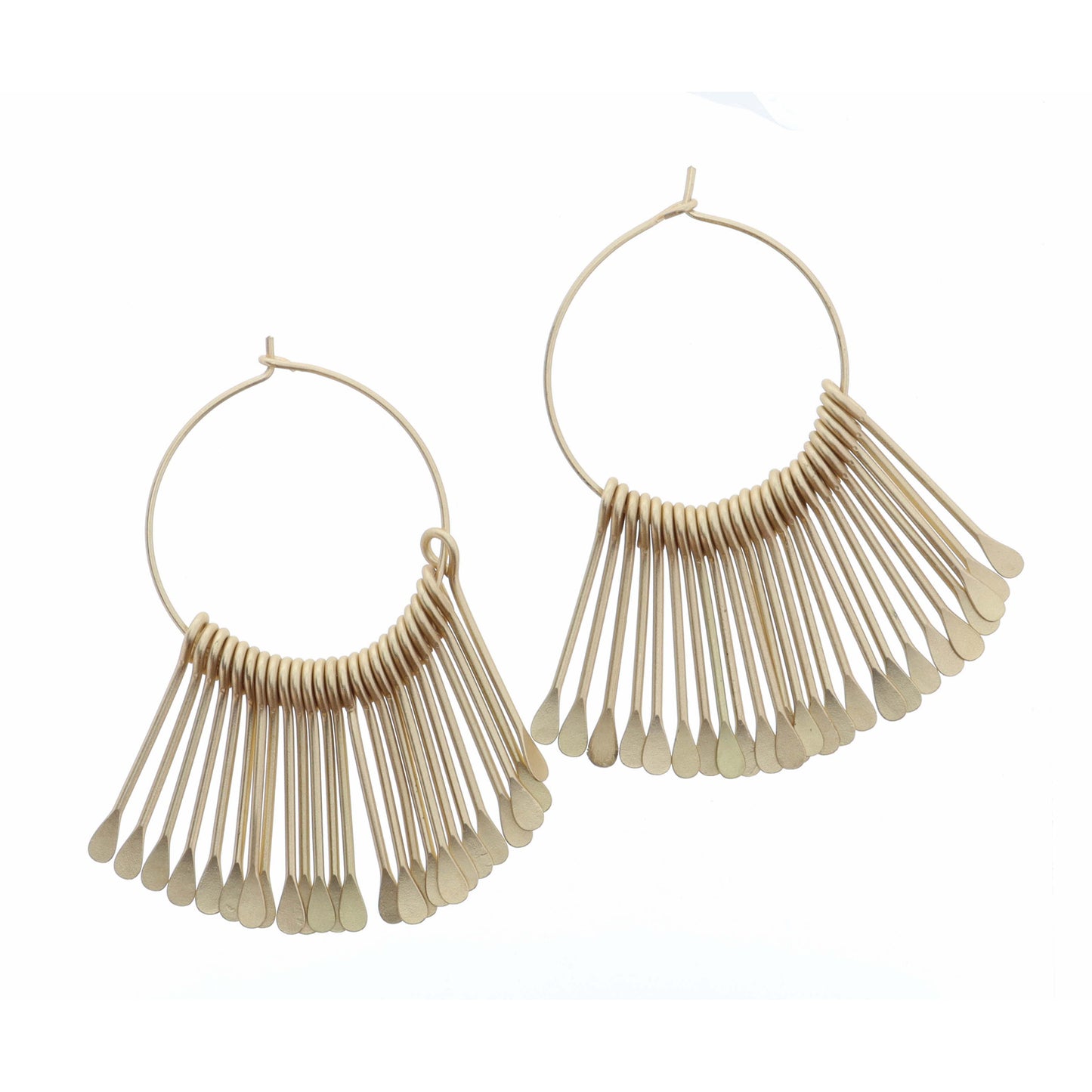 Gold Hoop with Teardrop Bottom Fringe Earring