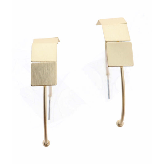 Gold Hoop with Square Accents Earring