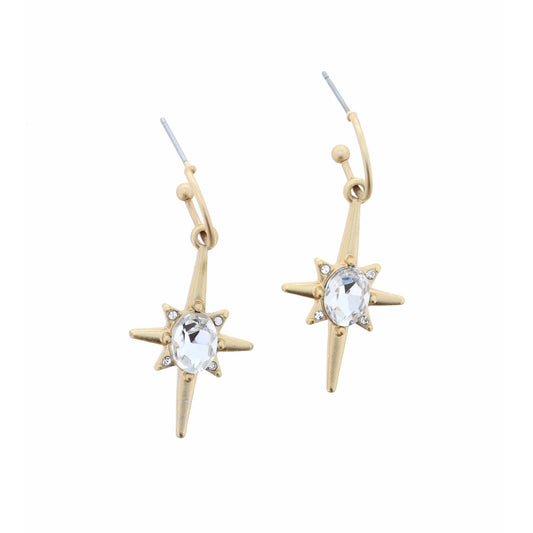 Clear Crystal Center Star Dangle Earring