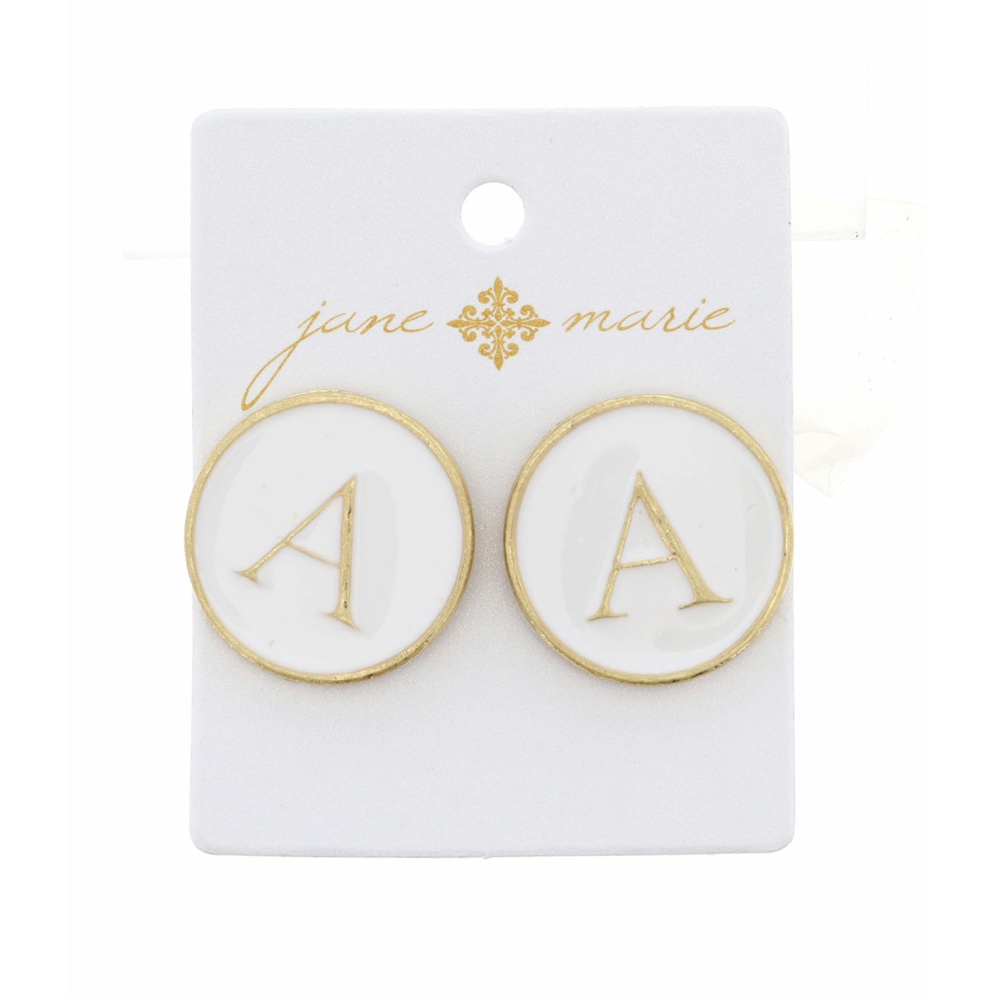White Epoxy "A" Initial Earring