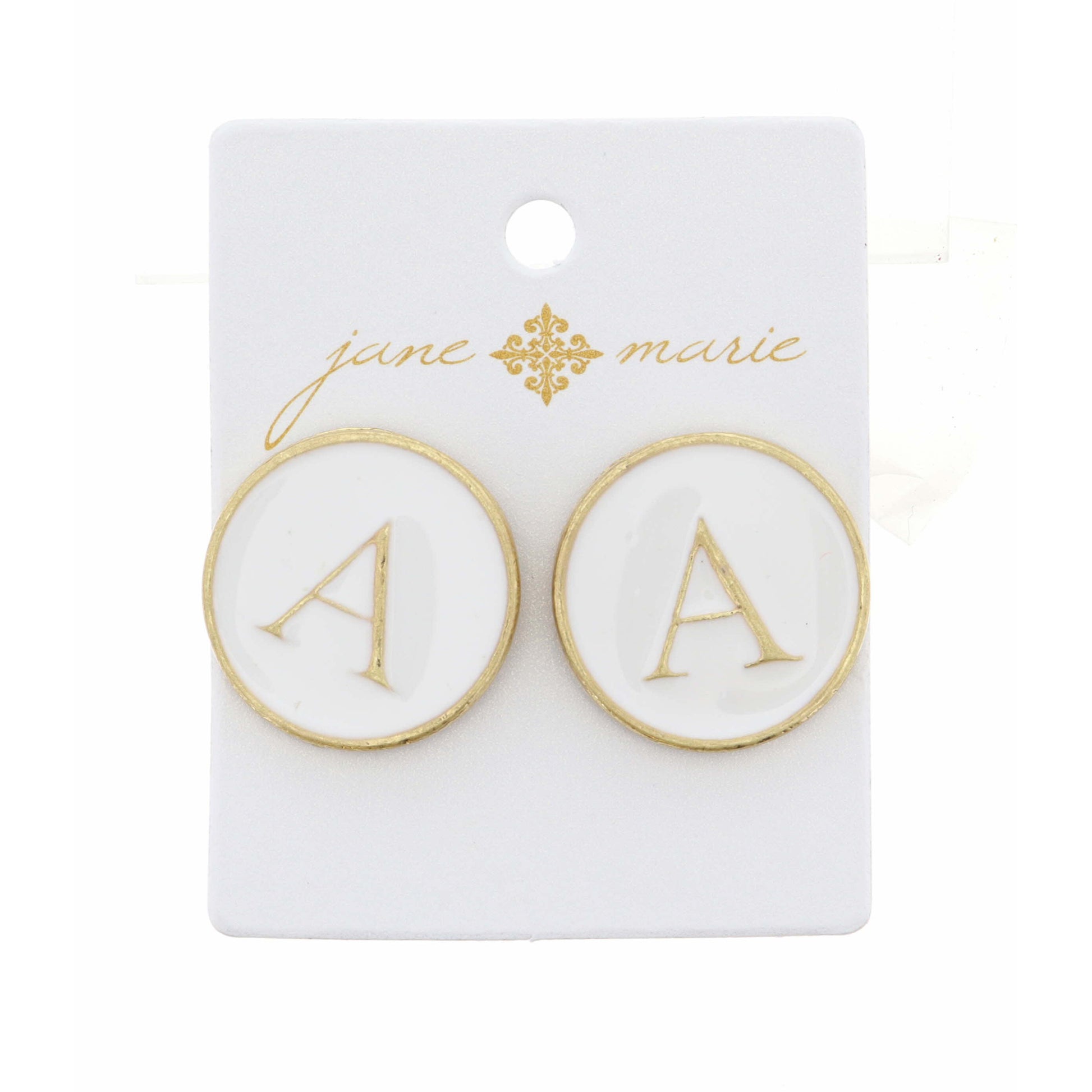 White Epoxy "A" Initial Earring