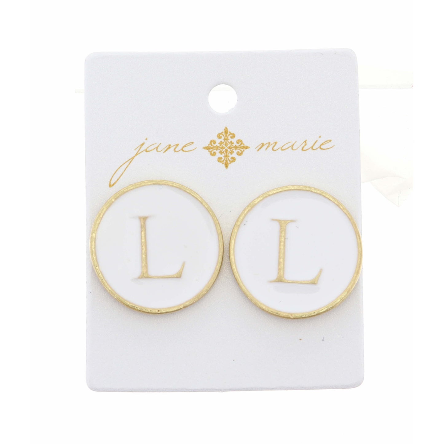 White Epoxy "L" Initial Earring