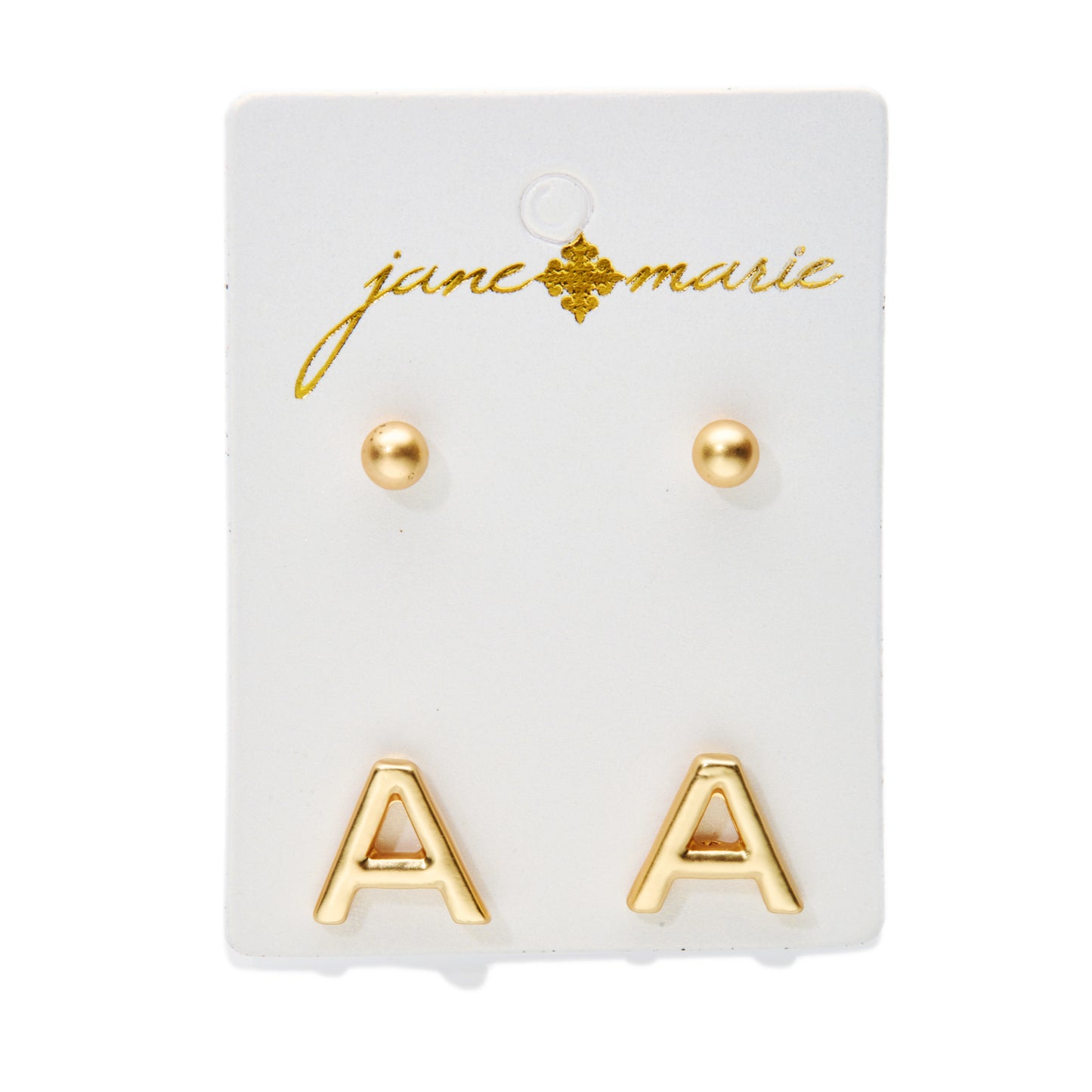 2 Stud, Block "A" Initial Earring