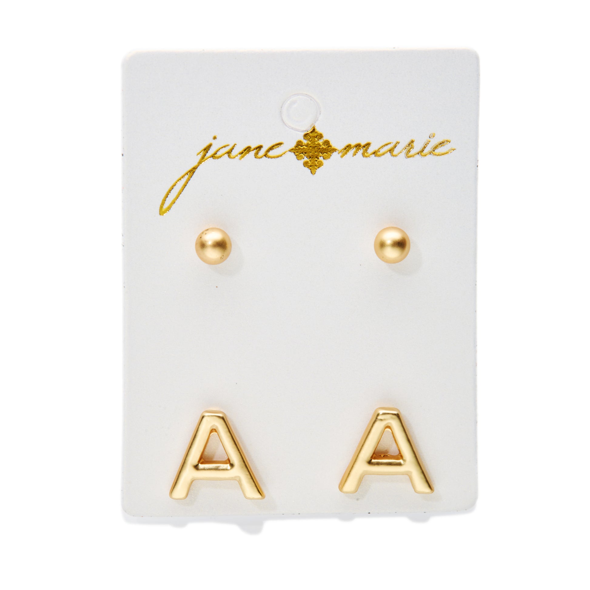 2 Stud, Block "A" Initial Earring