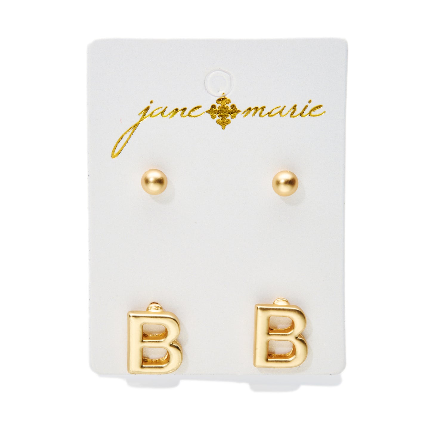 2 Stud, Block "B" Initial Earring