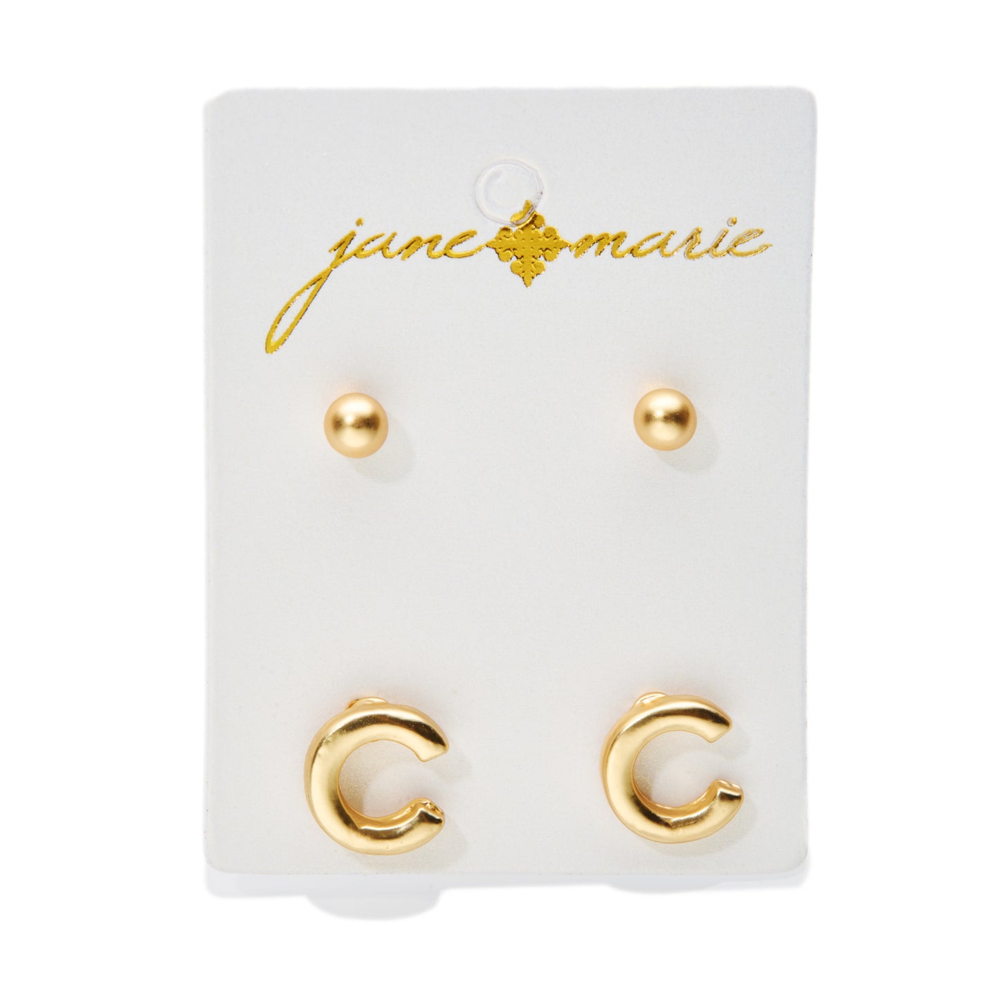 2 Stud, Block "C" Initial Earring