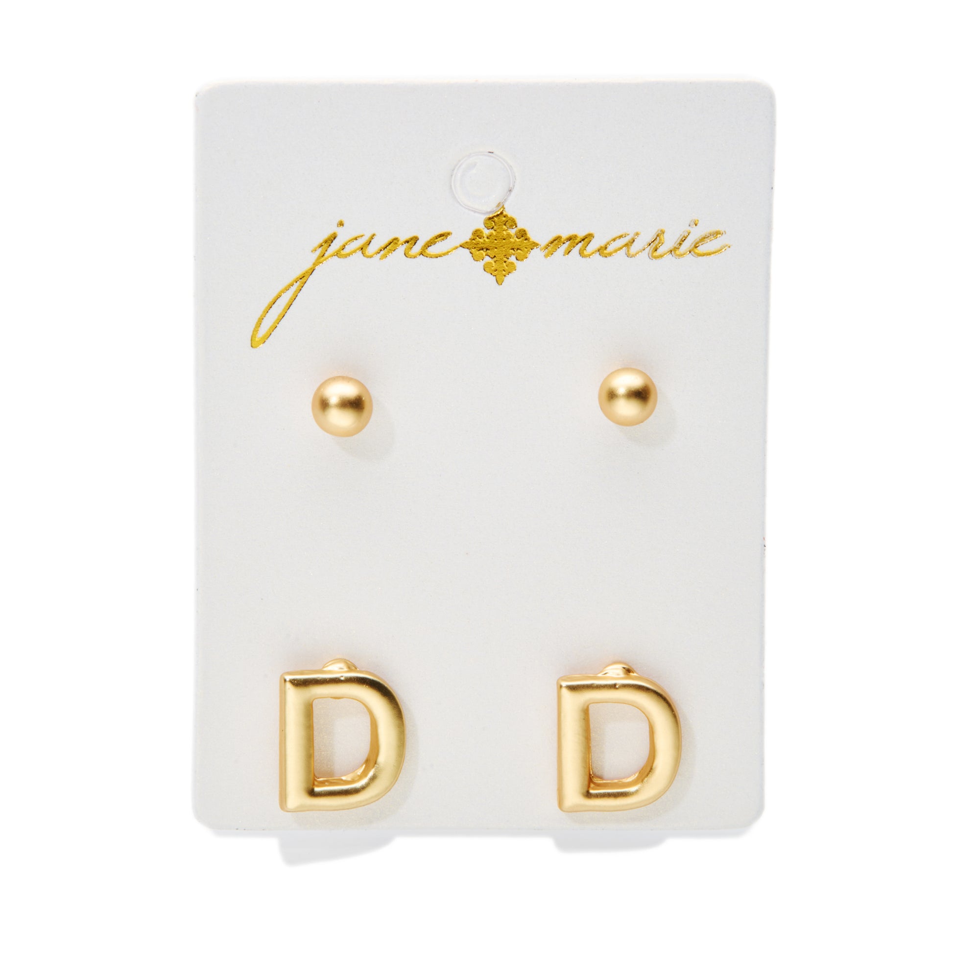2 Stud, Block "D" Initial Earring