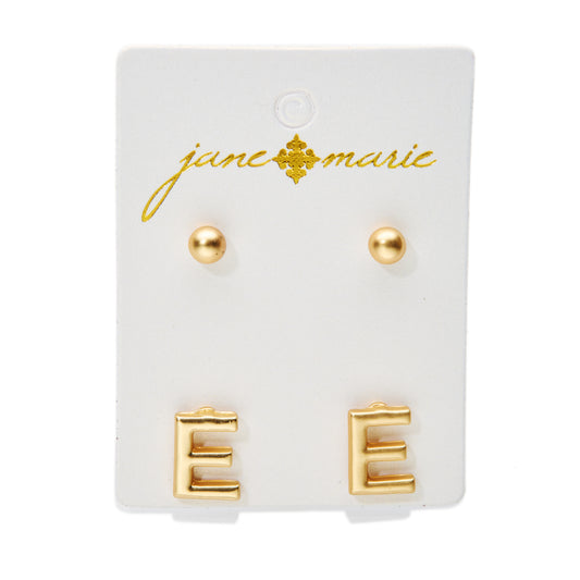2 Stud, Block "E" Initial Earring