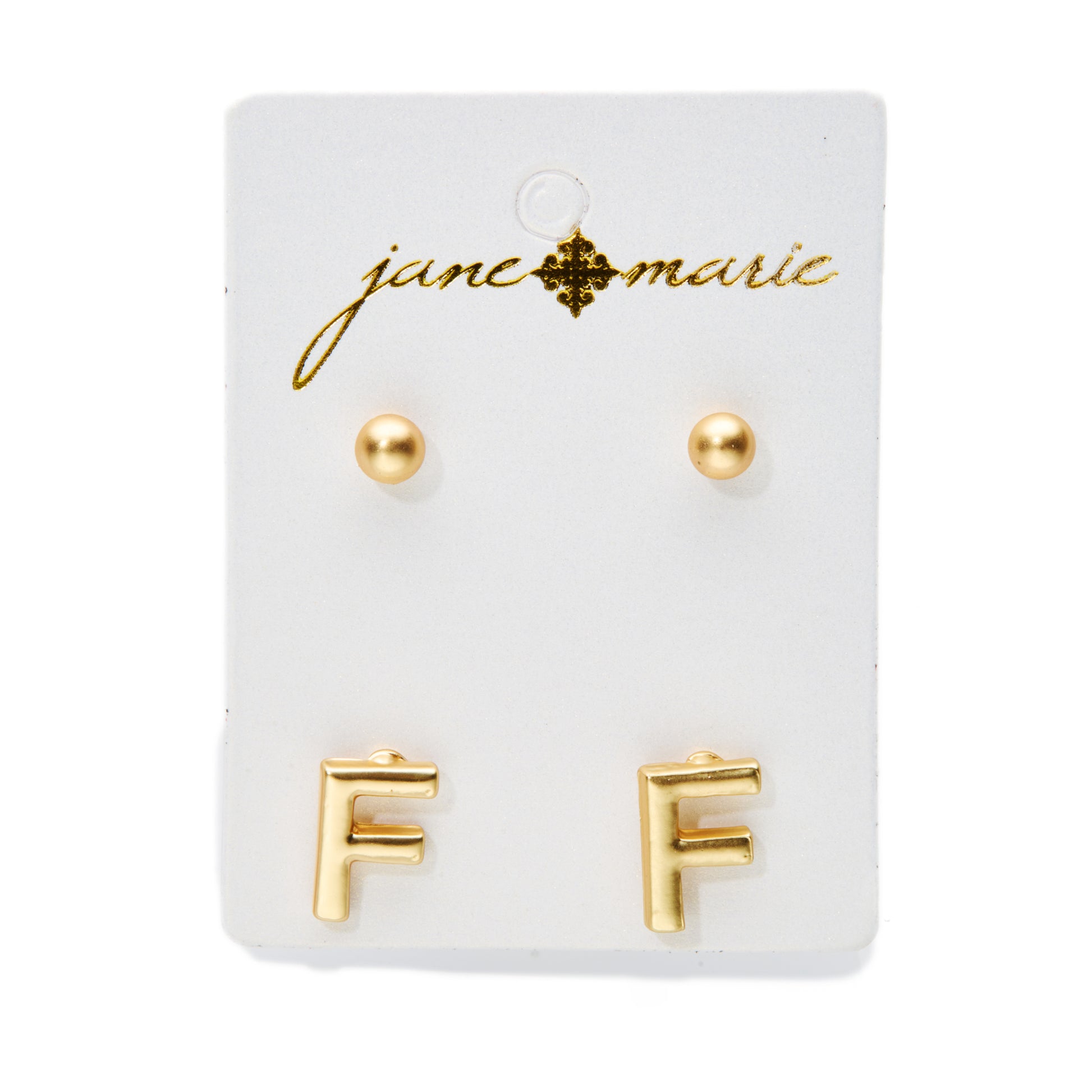 2 Stud, Block "F" Initial Earring