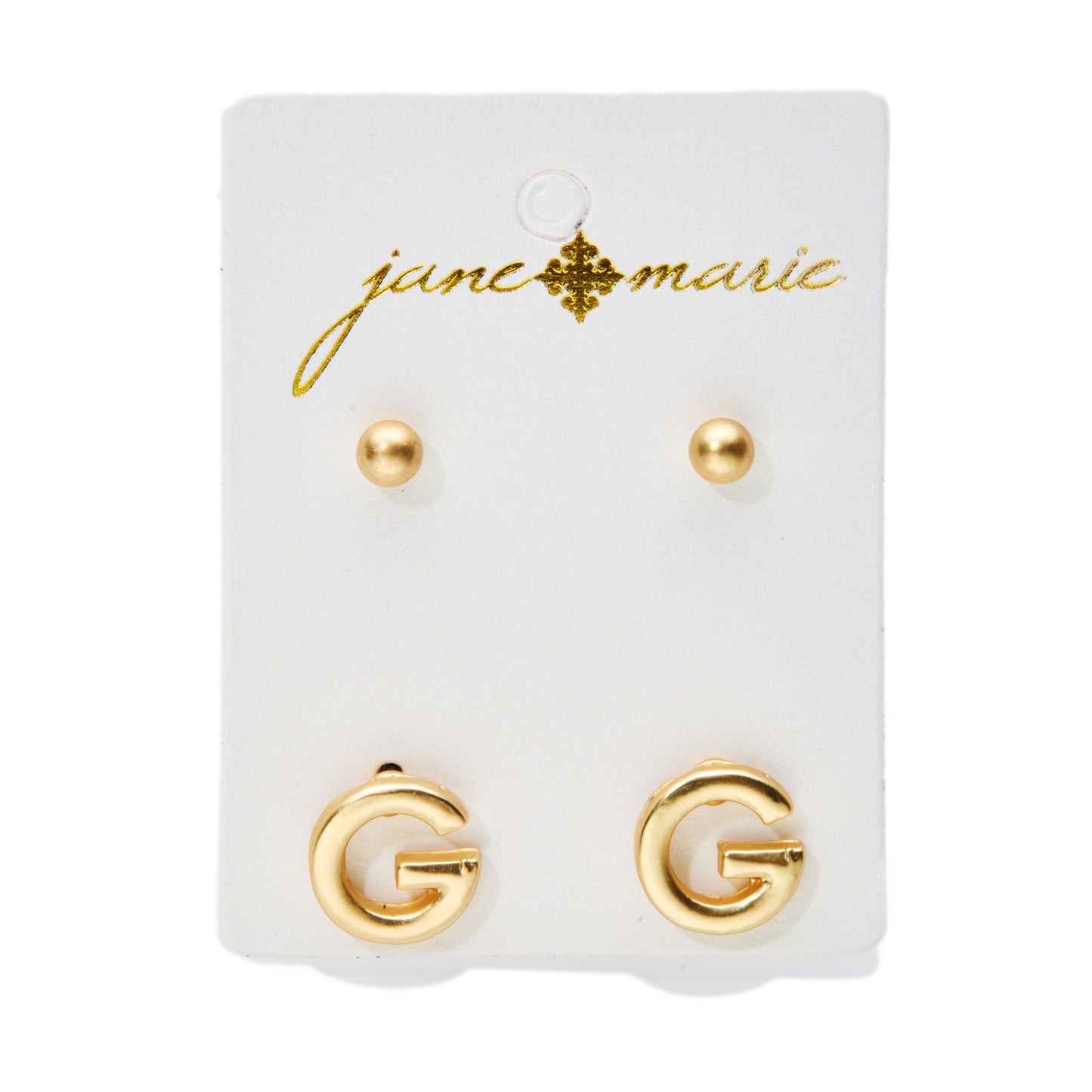 2 Stud, Block "G" Initial Earring