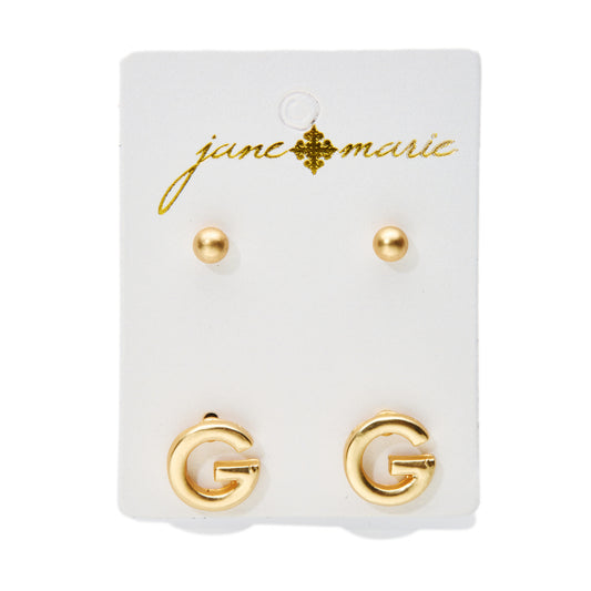 2 Stud, Block "G" Initial Earring