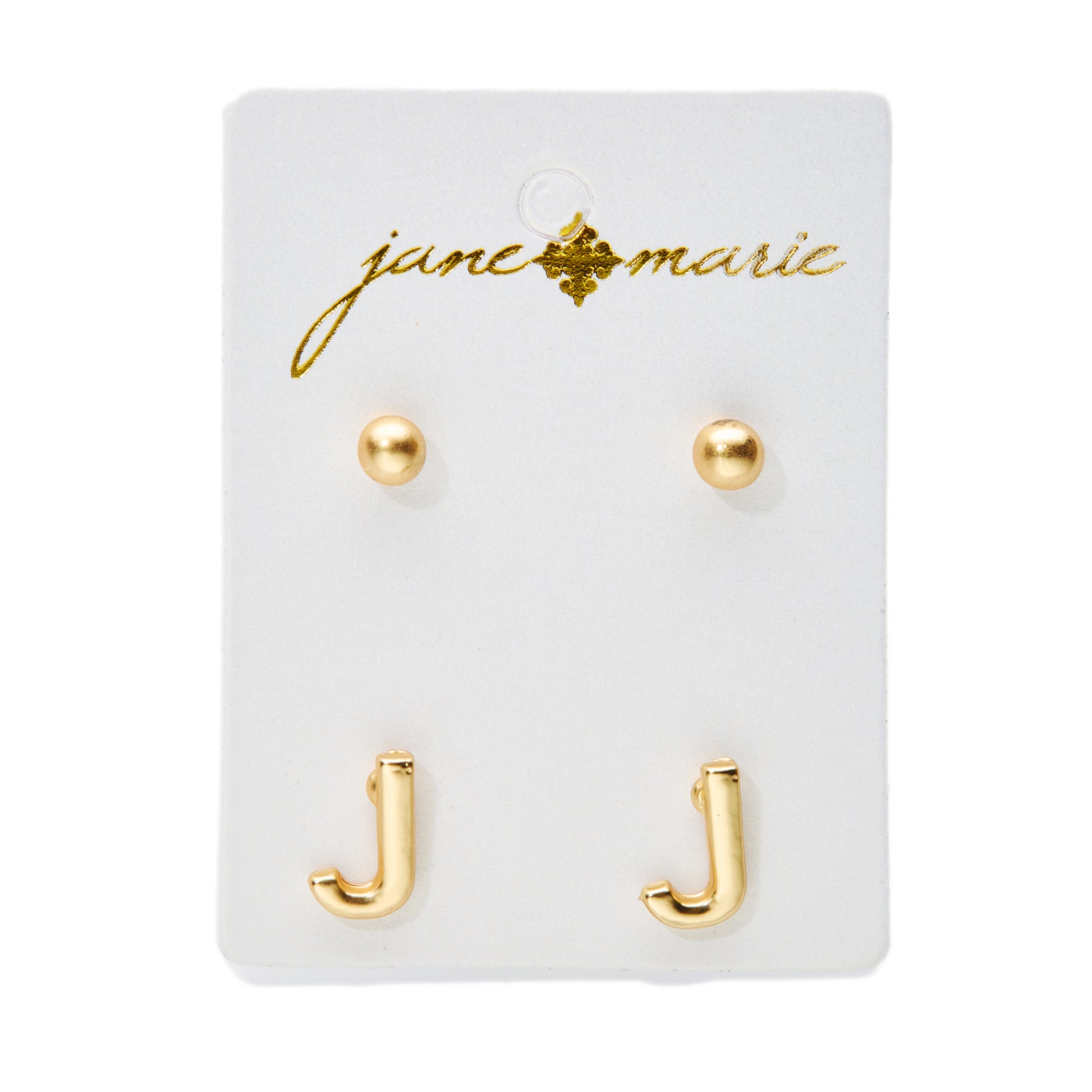 2 Stud, Block "J" Initial Earring